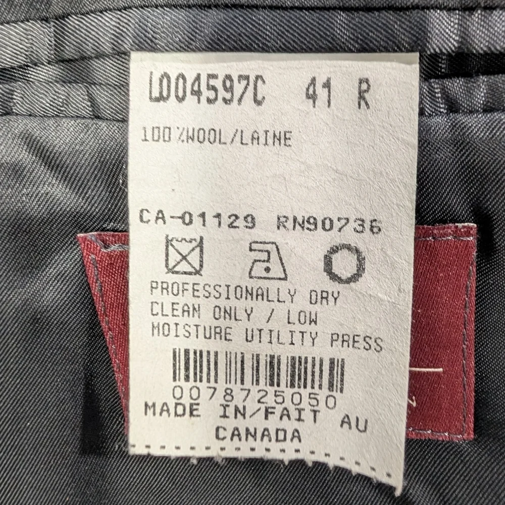 Jos. A. Bank Vintage 100% Wool Checkered Blazer Sport‎ Coat 41R | Made in Canada